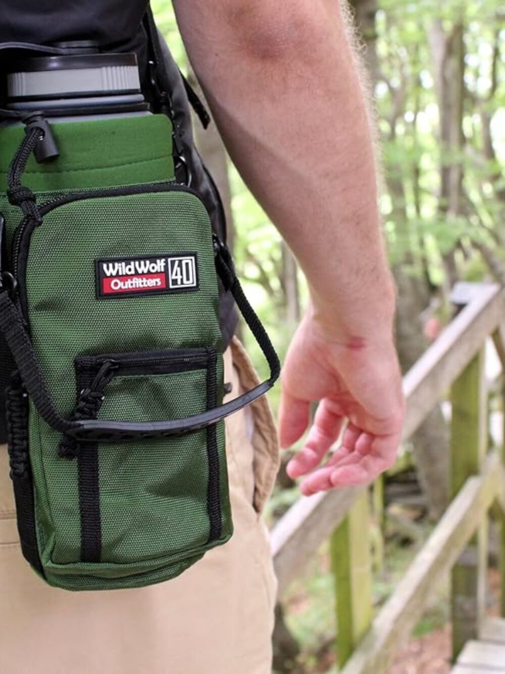 Outdoors/Hiking Water Bottle Carrier/Holder Green Wild Wolf Outfitters 40